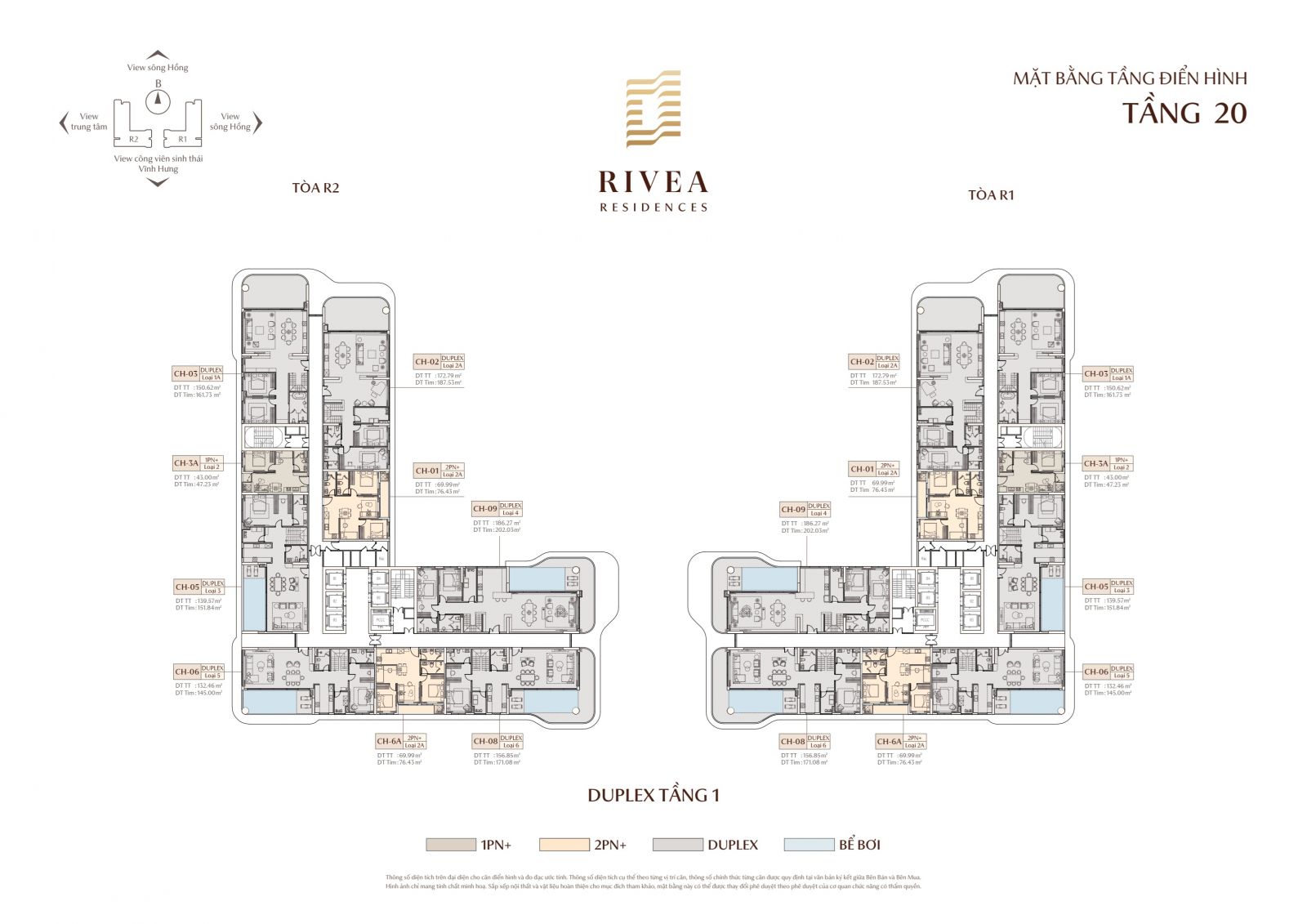 mặt bằng tầng 20 Rivea Hà Nội